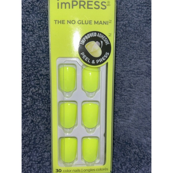imPRESS No Glue Manicure Warm Blanket 49X Neon Short Press On Nails - Picture 1 of 3